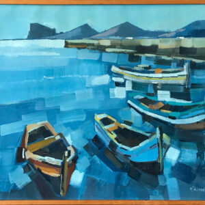On the quay in Sardinia - Abstract Painting - Bob Immink - 60x50