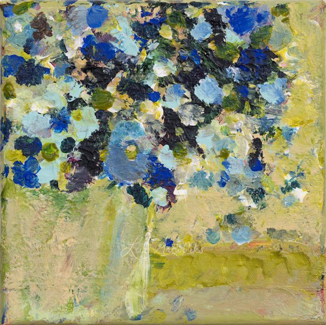 blue flowers in a vase