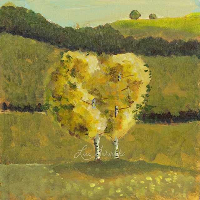trees in the light – two birch trees